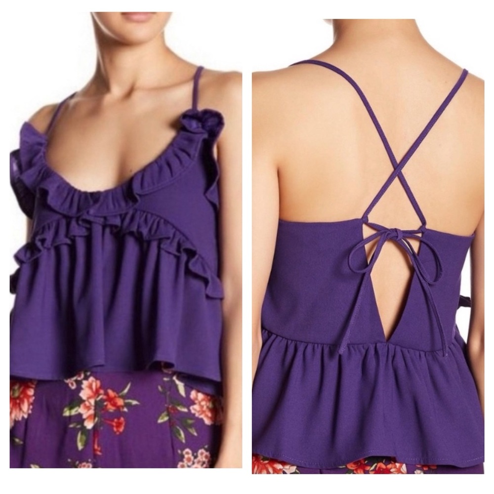 Romeo & Juliet Couture purple lace-up crop top / S / Excellent condition